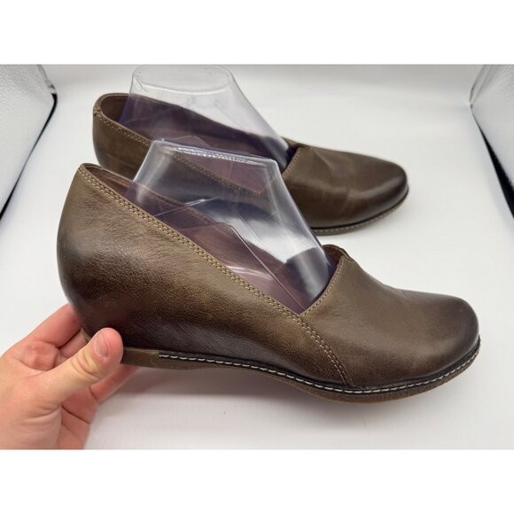 Dansko Liliana Clog Slip On Shoes Women's 42/12 Brown Leather Wedge Hidden Heel - Picture 4 of 14